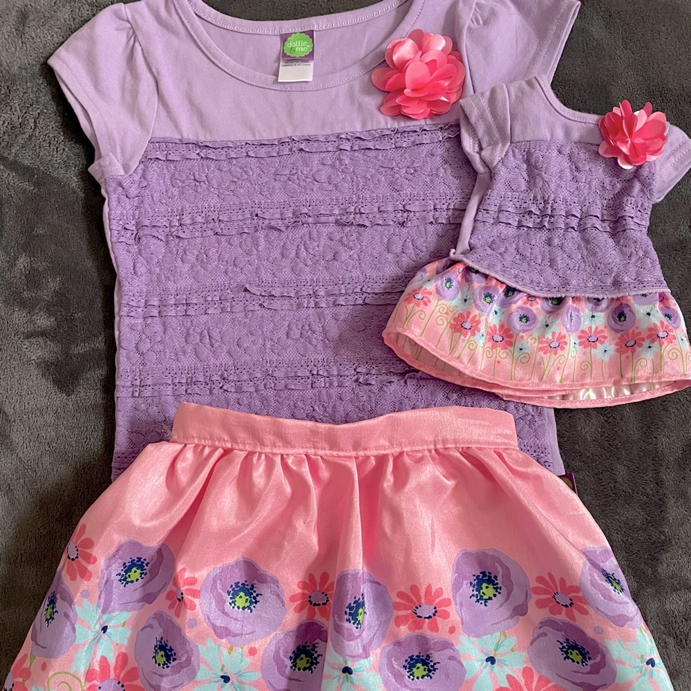 child’s size 7 and 18”American girl doll dresses